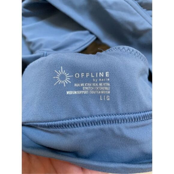 OFFLINE By Aerie Real Me Xtra Ruffle Sports Bra Blue Large - Picture 5 of 5